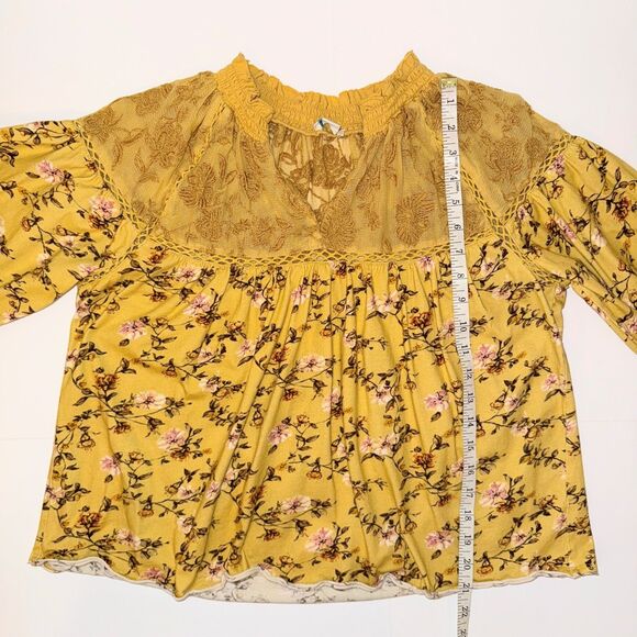 Sundance Florence Bloom Yellow Floral Blouse Cotton Top Balloon Sleeves Lace S - Picture 8 of 11